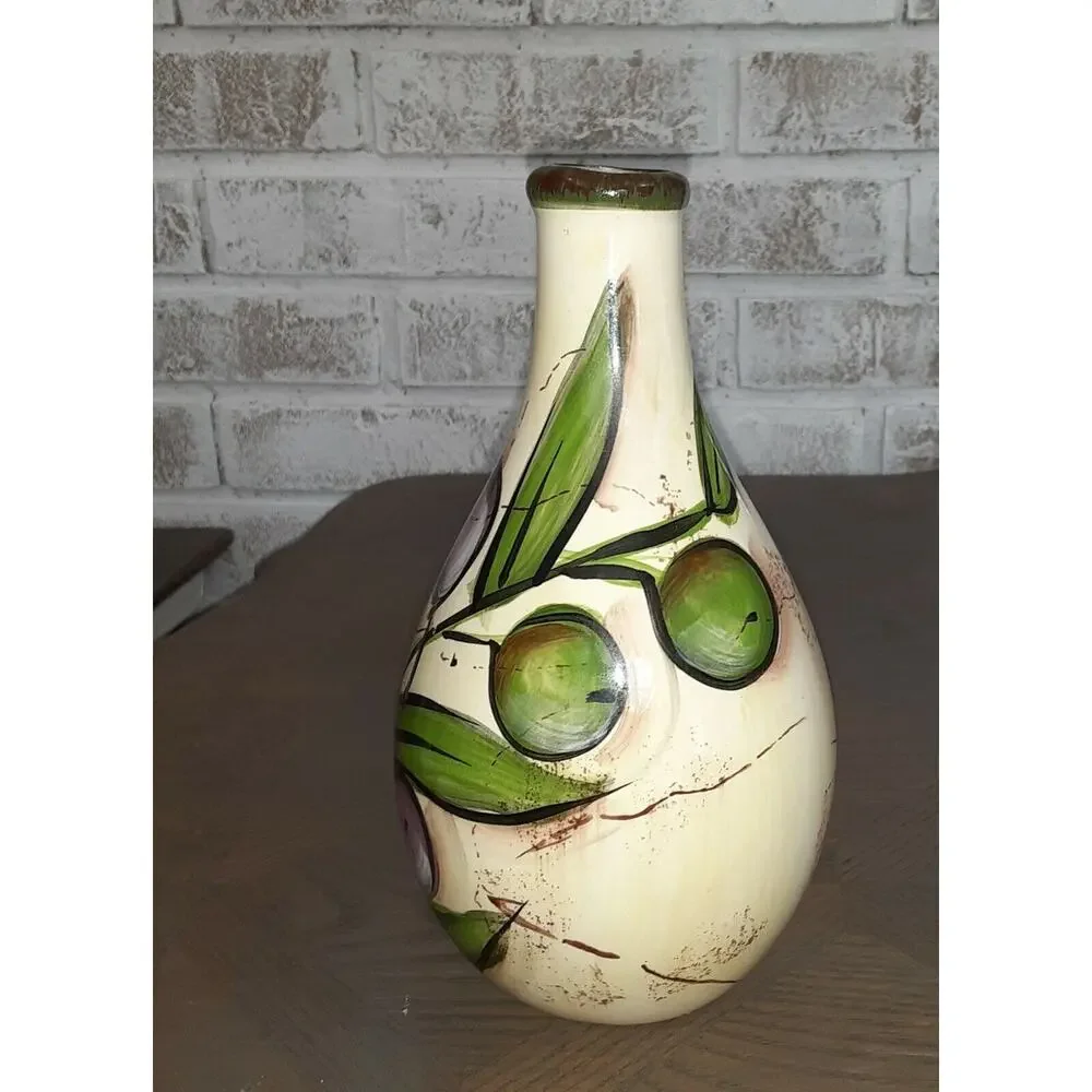 Ceramic Olive Branch Bud Vase Mediterranean Monochromatic pop of color